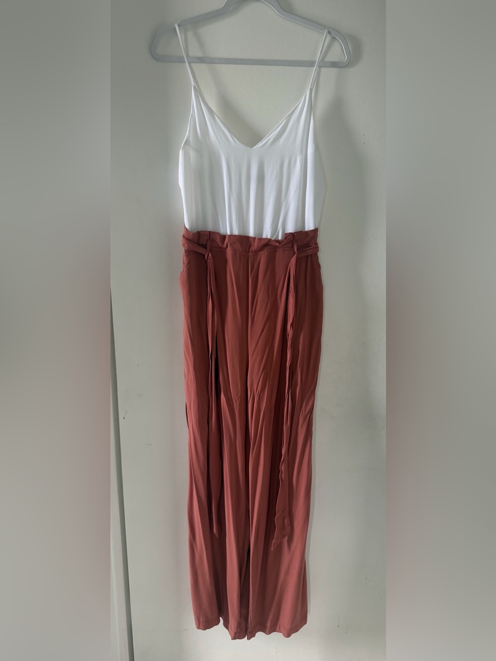 Shinestar jumpsuit white and terracota